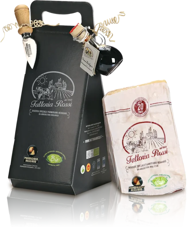 Parmigiano Reggiano Bio Confezione Regalo 1 Kg Coltellino e Aceto