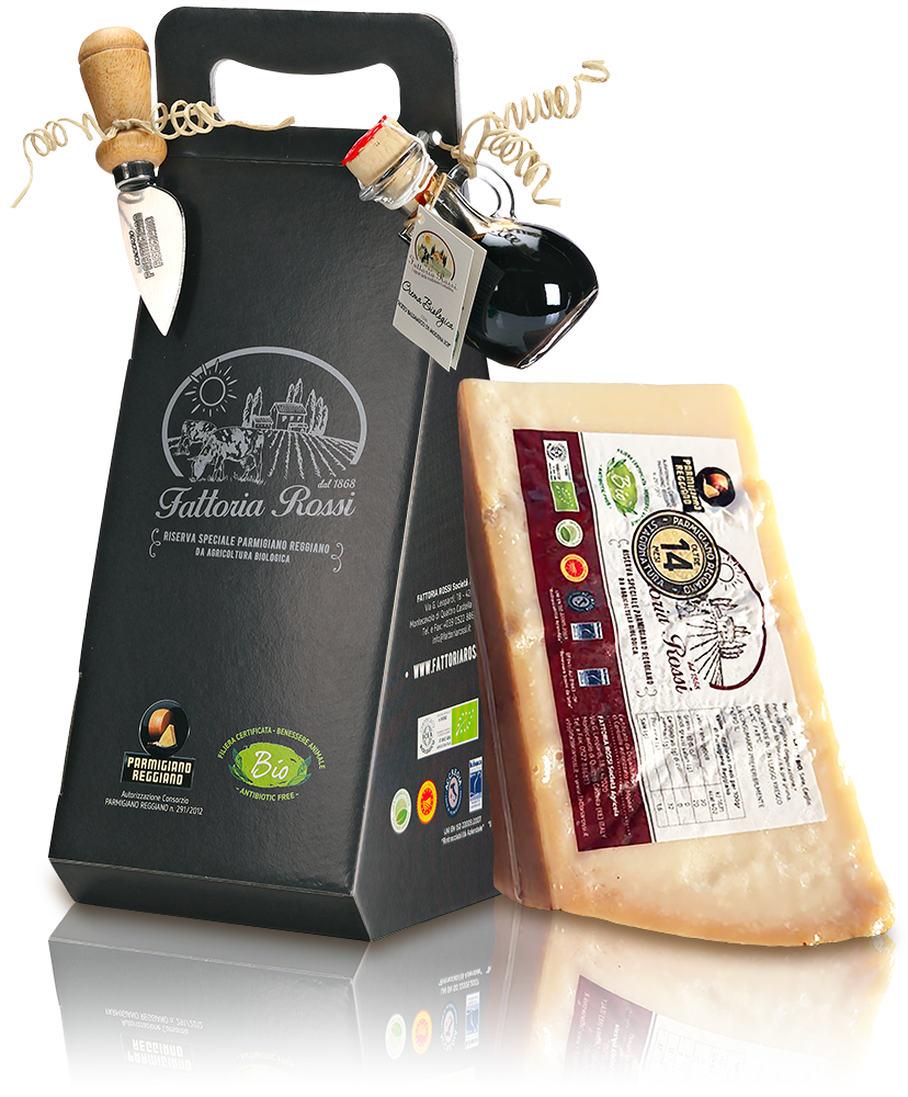 Parmigiano Reggiano Bio Confezione Regalo 1 Kg Coltellino e Aceto Oltre 12 Mesi